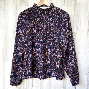 Marie Oliver NWOT Women's Black Electric ARDEN Smocked Bodice Blouse, Size Small